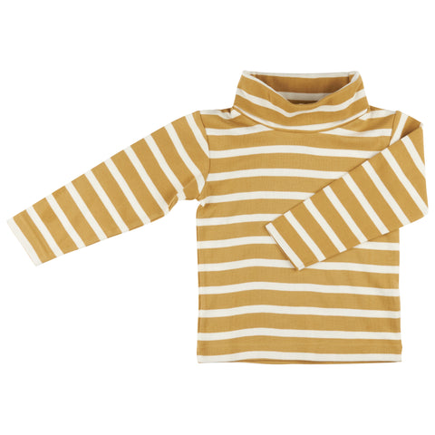 Pigeon Polo Neck Top Breton Stripe - Mustard