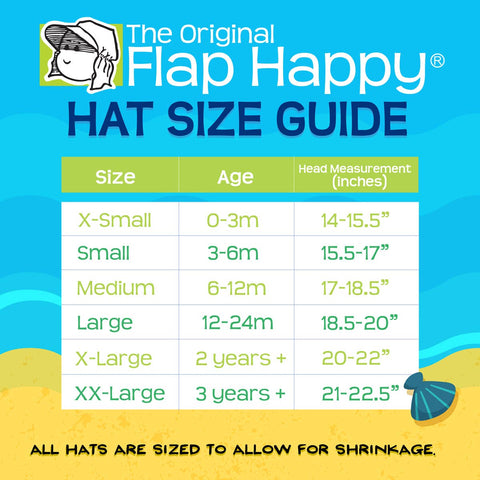 Flap Happy Kids UPF50+ Girls and Boys Original Flap Hat with Ties