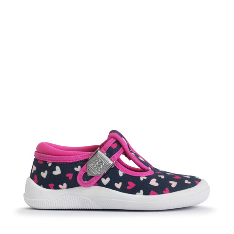 Start-Rite Wiggles TBar Navy / Pink Hearts