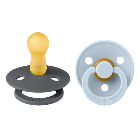 BIBS Pacifier Colour 2 Pack Latex - Iron/Baby Blue