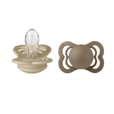 BIBS Pacifier Supreme 2 Pack Silicone - Vanilla/Dark Oak