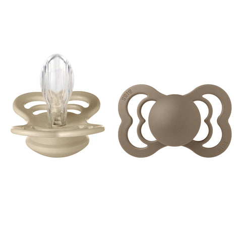 BIBS Pacifier Supreme 2 Pack Silicone - Vanilla/Dark Oak