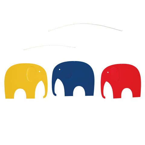 Flensted Mobiles - Elephant Party Mobile (red/yellow/blue)