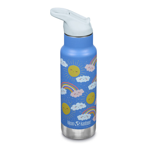 Klean Kanteen Classic Kid's Insulated Water Bottle with Flip Seal Sport Cap 355ml - Rainbows Blue
