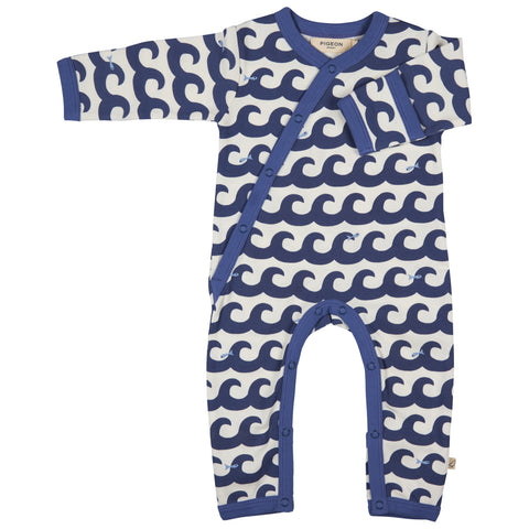Pigeon Organics Kimono Romper (AOP) Waves SS25