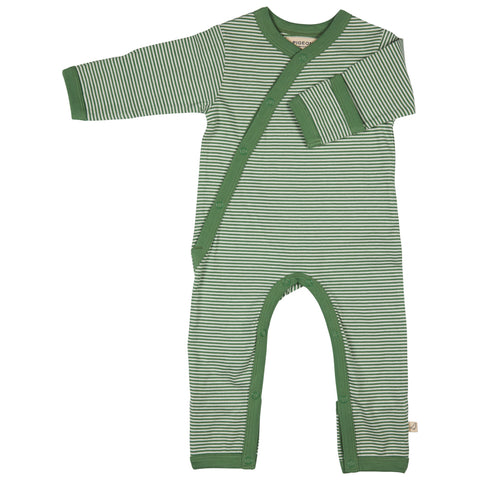 Pigeon Organics Kimono Romper Fine Stripe Green SS25