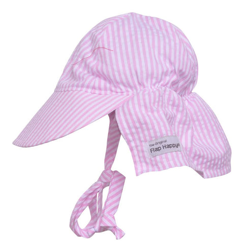 Flap Happy Kids UPF50+ Girls and Boys Original Flap Hat with Ties
