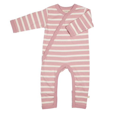 Pigeon Organics Kimono Romper Breton Stripe Pink