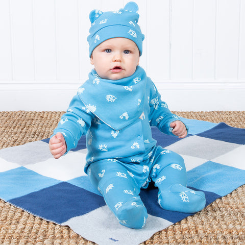 Kite Patchwork knit blanket Blue