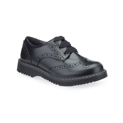 Black Brogue Style Lace Up school shoes from Naturally Kids Shoes