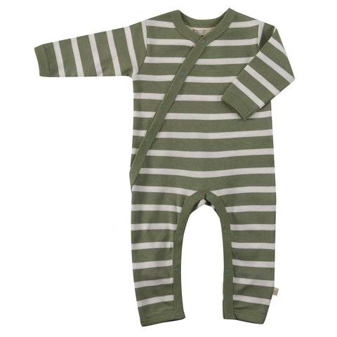 Pigeon Organics Kimono romper (Breton stripe) green/white