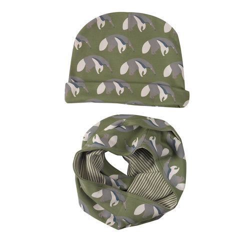 Pigeon Organics Snood/beanie hat set anteater - green