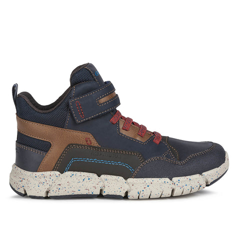 Geox J Flexyper Navy/Red Ankle Boots