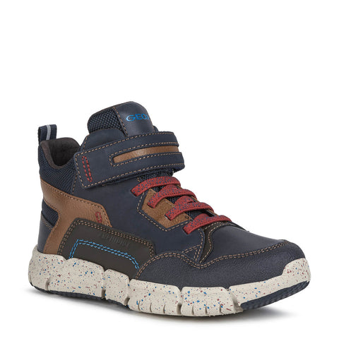 Geox J Flexyper Navy/Red Ankle Boots