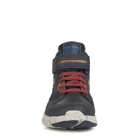 Geox J Flexyper Navy/Red Ankle Boots
