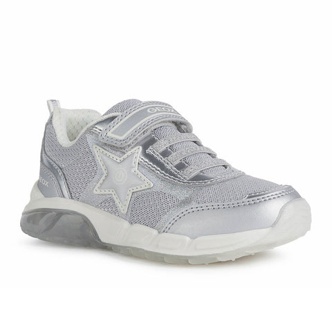 Geox J Spaziale Girl Silver Trainers