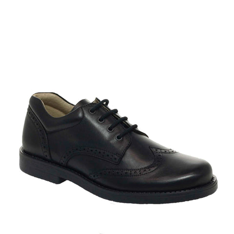 Petasil School Shoes, Moses Black Leather