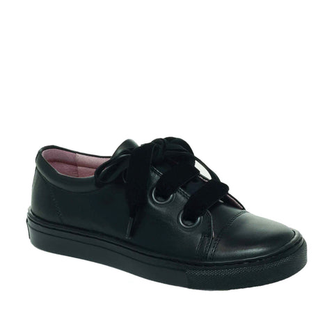 Petasil School Shoes, Paula Black Leather with laces from Naturally Kids Shoes