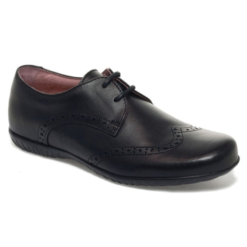 Petasil School Shoes, Emma Black Leather