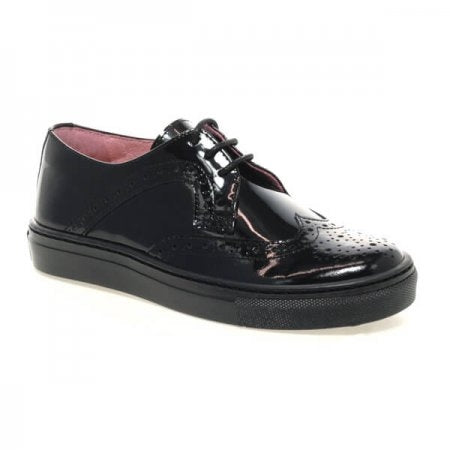 Petasil School Shoes, Pan Black Patent