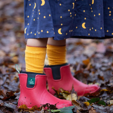 Little Green Radicals Red Ankle Natural Rubber Rain Boots