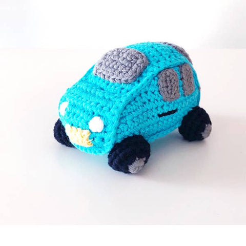 Crochet Baby Toy Car rattle - turquoise