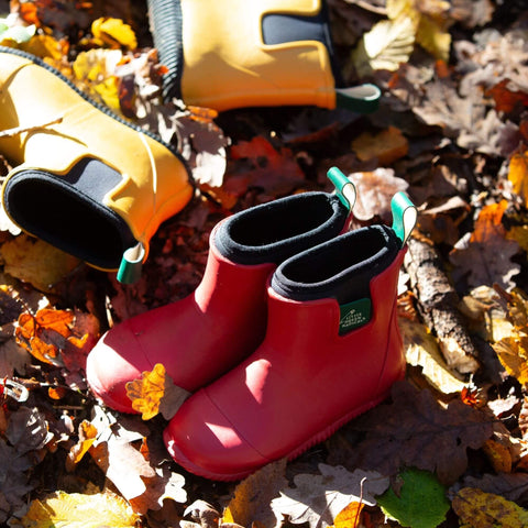 Little Green Radicals Red Ankle Natural Rubber Rain Boots