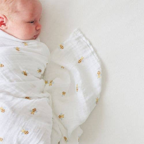 Lulujo - Cotton Swaddle - Bees / Dots - 2 Pack