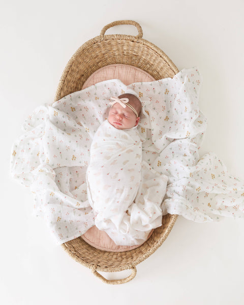 Lulujo - Cotton Swaddle - Kitty Cat & Flower Field 2 Pack