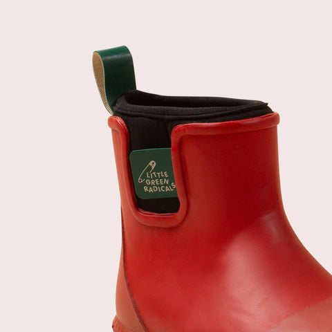 Little Green Radicals Red Ankle Natural Rubber Rain Boots