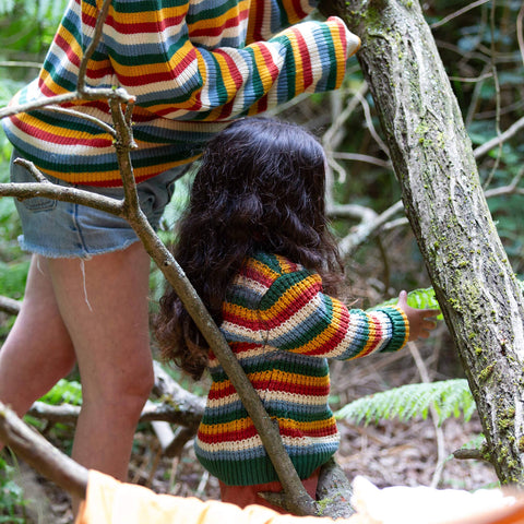 Little Green Radicals Rainbow Waffle Snuggly Knitted Jumper