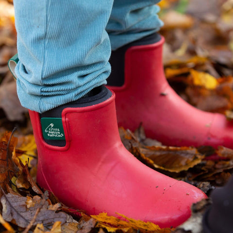 Little Green Radicals Red Ankle Natural Rubber Rain Boots