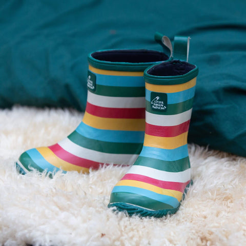Little Green Radicals Rainbow Classic Natural Rubber Rain Boots