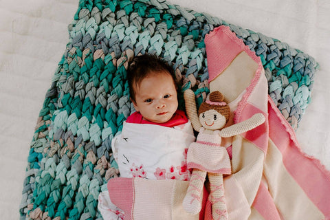 Crochet Baby Doll Ballerina Rattle - pale pink