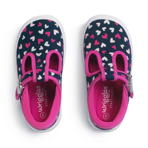 Start-Rite Wiggles TBar Navy / Pink Hearts