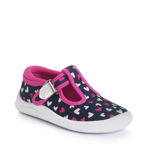 Start-Rite Wiggles TBar Navy / Pink Hearts