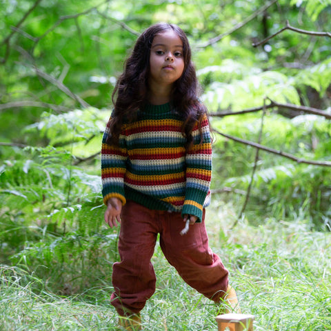 Little Green Radicals Rainbow Waffle Snuggly Knitted Jumper