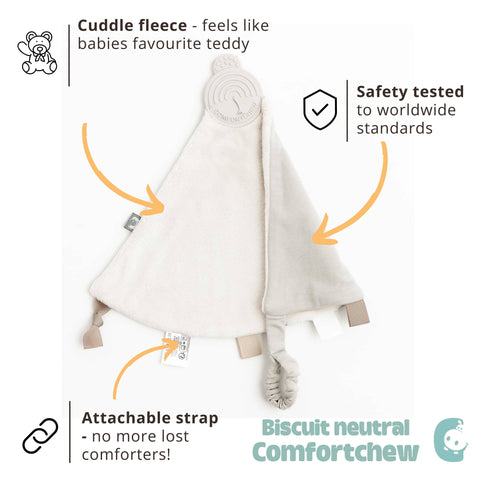 Cheeky Chompers Biscuit Neutral Comfortchew - Baby Comforter With Teether