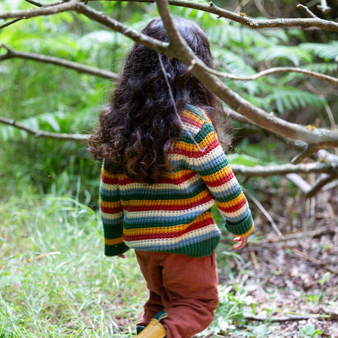Little Green Radicals Rainbow Waffle Snuggly Knitted Jumper