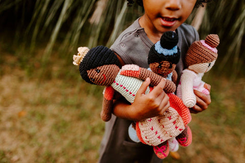 Crochet Baby Doll Ballerina Rattle - pale pink