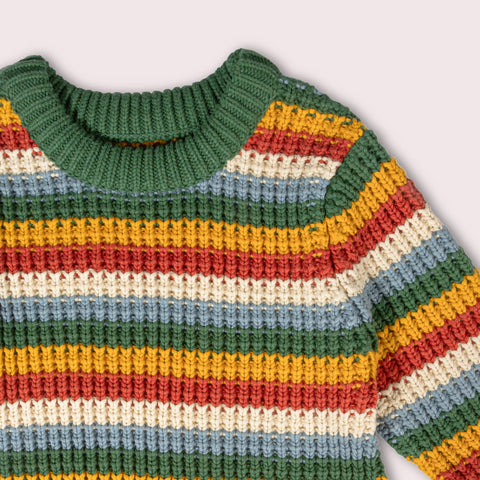 Little Green Radicals Rainbow Waffle Snuggly Knitted Jumper