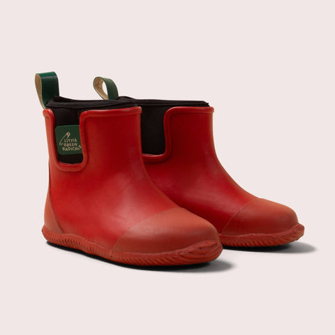 Little Green Radicals Red Ankle Natural Rubber Rain Boots