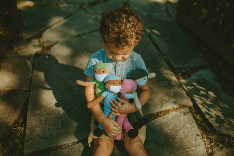 Crochet Baby Toy Nurse scrubs rattle blue