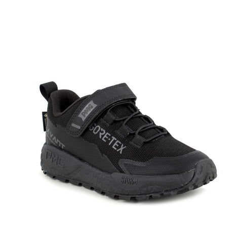 Black trainer with GORE-TEX branding on a white background