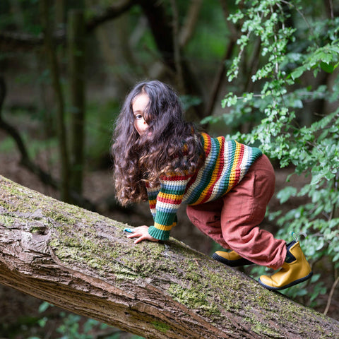 Little Green Radicals Rainbow Waffle Snuggly Knitted Jumper