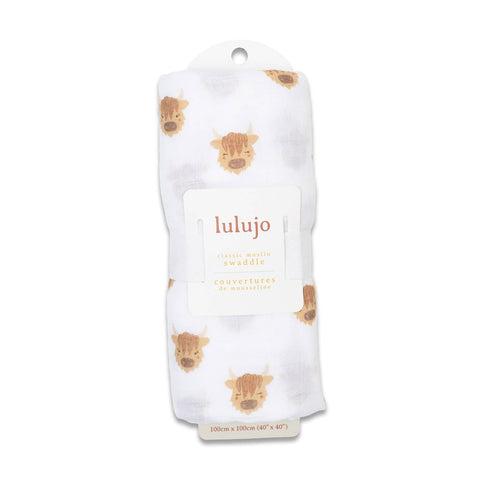Lulujo - Muslin Swaddle - Highland Cows
