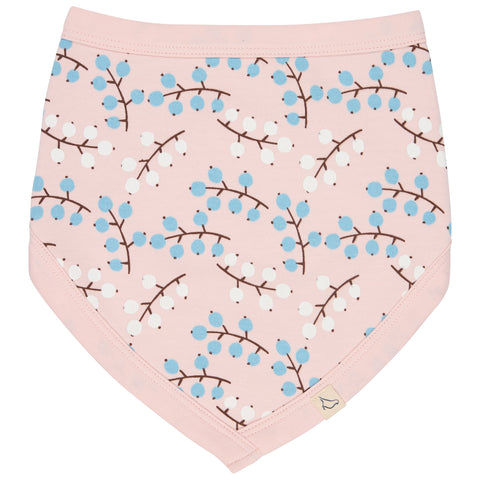 Baby bib with floral pattern on a pink background