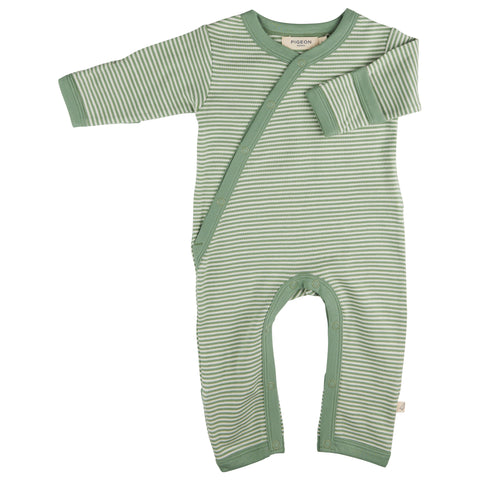 Pigeon Organics Kimono romper (fine stripe) Green