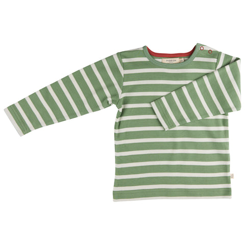Pigeon Organics T-shirt (Breton stripe) green