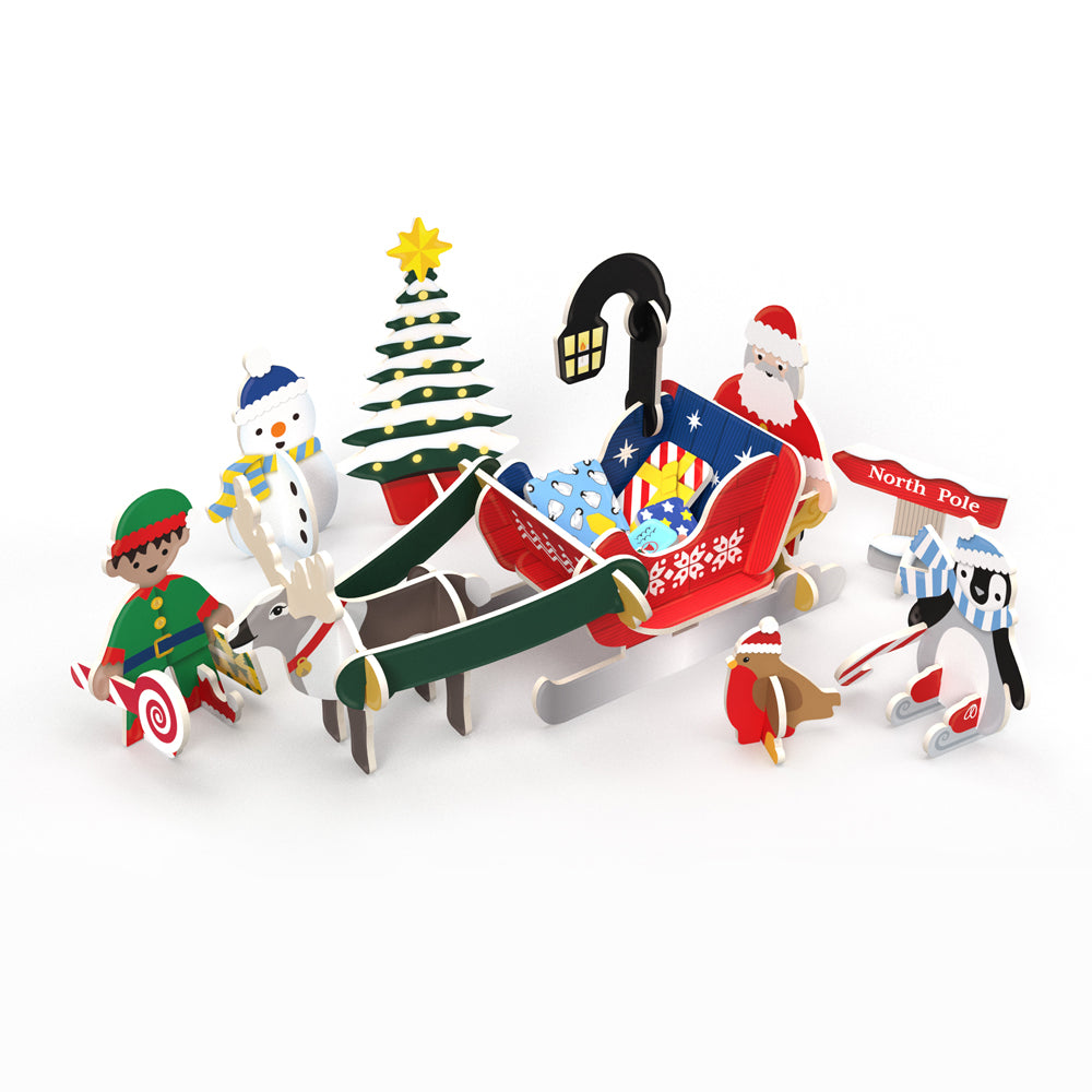 PlayPress Toys - Santa's Midnight Sleigh Ride Playset